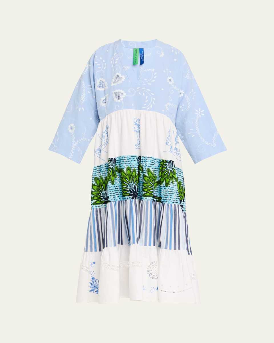 Ooak Kendima Volant Tiered Patchwork Midi Dress